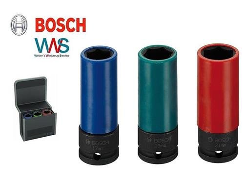 Bosch 3 tlg. Steckschl&uuml;sseleins&auml;tze 17/19/21 mit 1/2&quot; Aufnahme Schlagschrauber