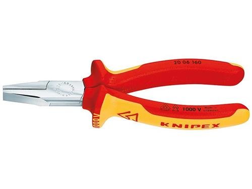 Knipex Flachzange verchromt isoliert mit Mehrkomponenten-H&uuml;llen, VDE-gepr&uuml;ft 160 mm