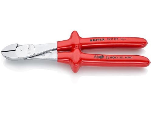Knipex Kraft-Seitenschneider verchromt tauchisoliert, VDE-gepr&uuml;ft 250 mm