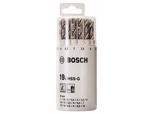 Bosch 19tlg. Kunststoffrunddose Metallbohrer-Set HSS-G, DIN 338, 135&deg;