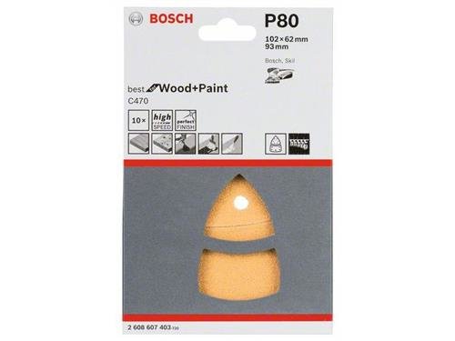 Bosch 10tlg. Schleifblatt-Set C470 102 x 62, 93 mm, 80