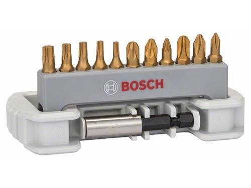 Bosch 11tlg. Schrauberbit-Set inklusive Bithalter PH1; PH2; PH3; PZ1; PZ2; PZ3; T10; T15; T20; T25; T30; 25 mm