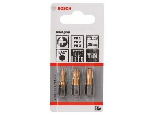 Bosch 3tlg. Schrauberbit-Set Max Grip (PH)