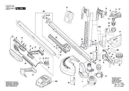 Bosch Ersatzteile f&uuml;r UniversalGrassCut 18-260 Akku Rasentrimmer Nr.1 Geh&auml;useunterteil