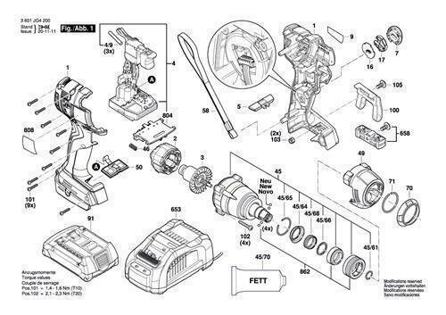 Bosch Ersatzteile f&uuml;r GDX 18V-200 C Schlagschrauber  Nr.862 Huelsenbaugruppe