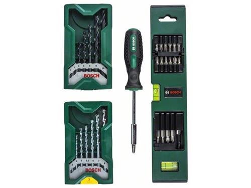 Bosch Mini-X-Line Bohrer-Set, Wasserwaage, Handschraubendreher