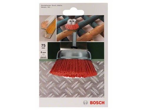 Bosch Topfb&uuml;rsten f&uuml;r Bohrmaschinen &ndash; Nylondraht mit Korund Schleifmittel K80, 75 mm