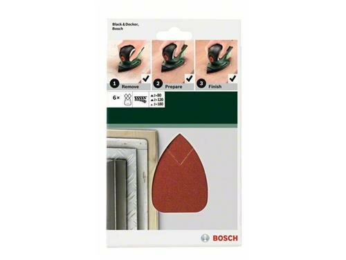Bosch 6tlg. Schleifblatt-Set f&uuml;r Multischleifer 95x135mmK80/120/180Kl