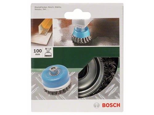 Bosch Topfb&uuml;rste f&uuml;r Winkel- und Geradschleifer &ndash; Gewellter Draht, vermessingt, 100 mm