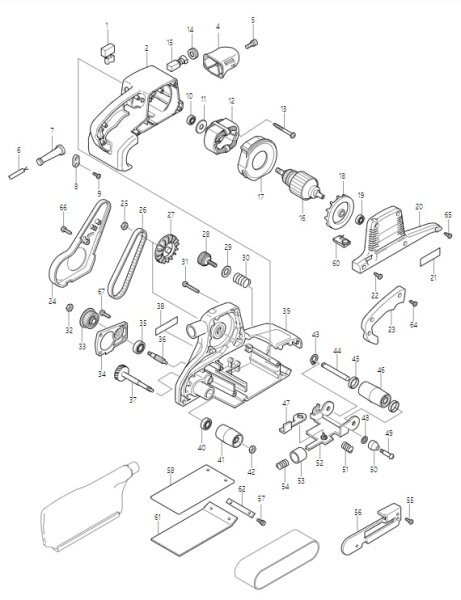 Makita Ersatzteile f&uuml;r Bandschleifer 9404 Nr.058 Korkgummiplattensatz