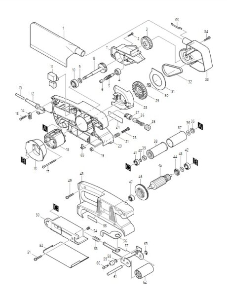 Makita Ersatzteile f&uuml;r Bandschleifer 9910 Nr.062 Spannrolle komplett