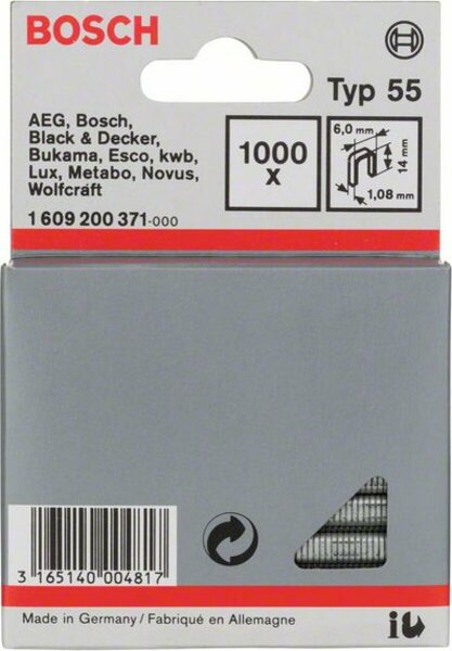 Bosch Tackerklammern Typ 55 von 12 bis 19mm frei w&auml;hlbar