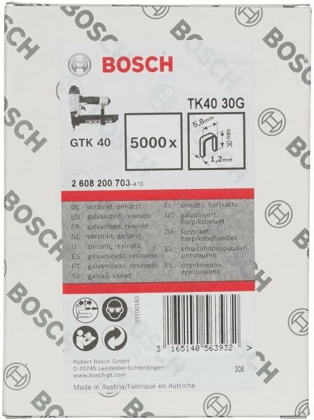 Bosch Klammer TK40 verzinkt von 15 bis 38mm frei w&auml;hlbar