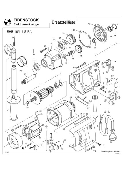 Eibenstock Ersatzteile f&uuml;r EHB 16/1.4 S R/L Handbohrmaschine