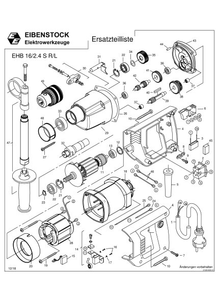 Eibenstock Ersatzteile f&uuml;r EHB 16/2.4 S R/L Handbohrmaschine