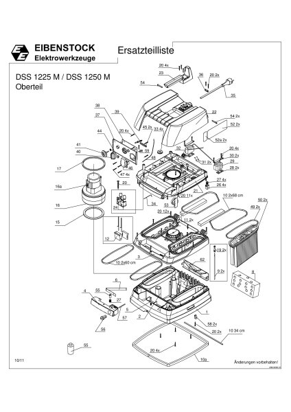 Eibenstock Ersatzteile f&uuml;r DSS 1225 M / DSS 1250 M Staubsauger