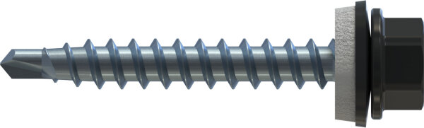 REISSER 100x Farm-S, Bohrschraube, 4,8 x 35/30, SW 8, Stahl, verzinkt, blau, S14, Graphitschwarz