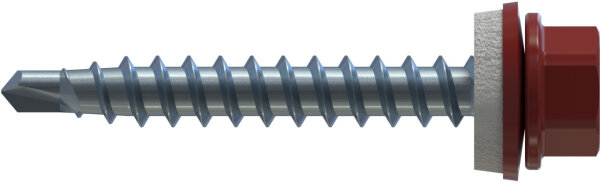 REISSER 100x Farm-S, Bohrschraube, 4,8 x 35/30, SW 8, Stahl, verzinkt, blau, S14, RAL 3011 Braunrot