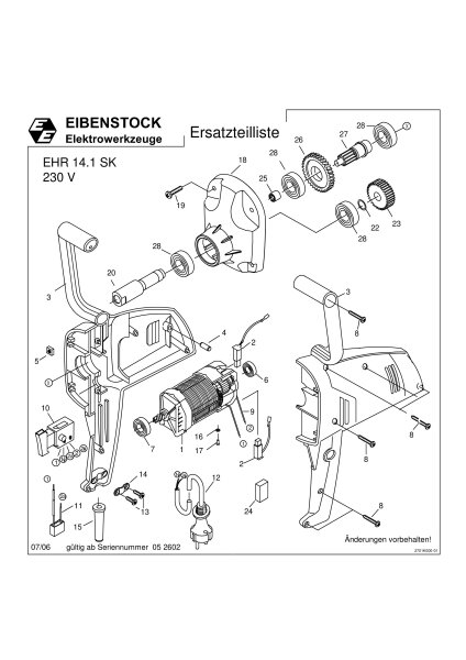 Eibenstock Ersatzteile f&uuml;r EHR 14.1 SK R&uuml;hrger&auml;t