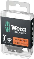 Wera 855/1 IMP DC PZ DIY Impaktor Bits, PZ 3 x 25 mm, 10-teilig