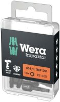 Wera 868/1 IMP DC DIY Impaktor Innenvierkant Bits, # 2 x 25 mm, 10-teilig