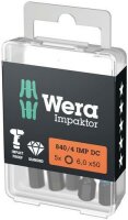 Wera 840/4 IMP DC Hex-Plus DIY Impaktor Bits, 5 x 50 mm, 5-teilig
