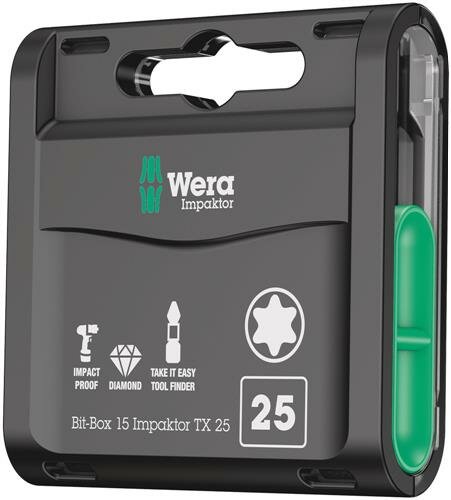 Wera Bit-Box 15 Impaktor TX, TX 25 x 25 mm, 15-teilig